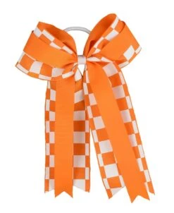 Check Layered Bow W/ Tails Ponytail Holder